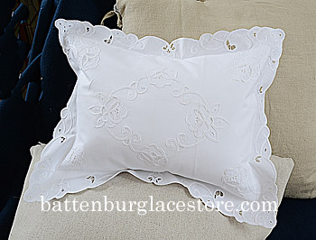 Scalloped Imperial Embroidered Baby Pillow Sham 12x16" (Cover)